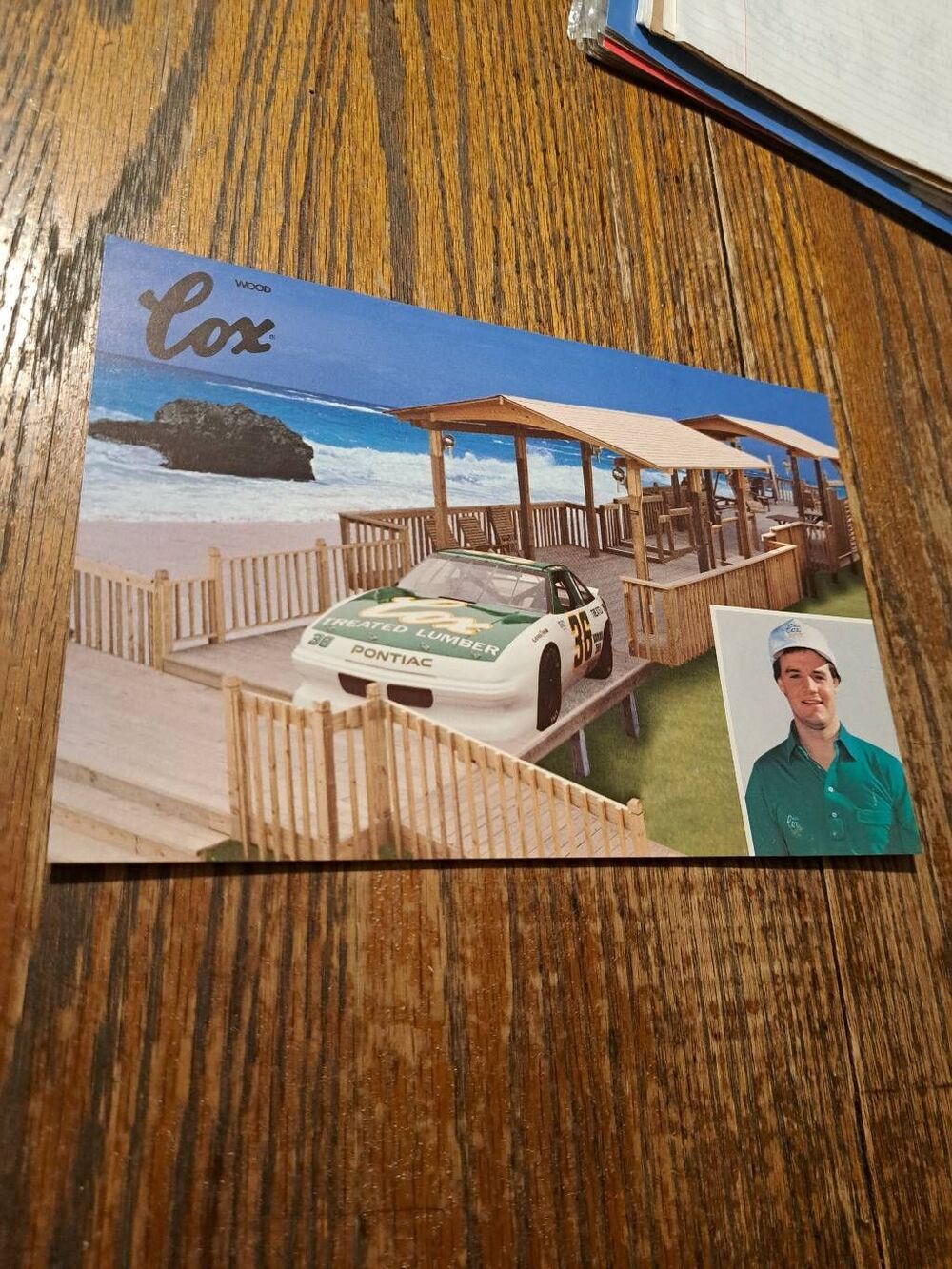 1989 Kenny Wallace NASCAR Cox Treated Lumber Postcard 9x6 Vintage